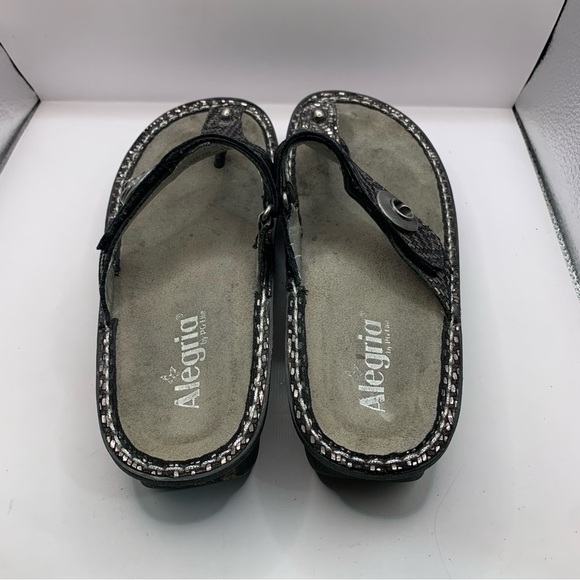 Alegria silver Black CAR  532  Thong Slip On Adjustable sandals Size40 US9.5 F16 - Picture 4 of 6